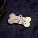 Personalized Brass Bone Shapes Dog Tag — Custom Engraved Pet Name ID Tag
