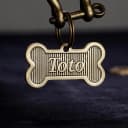 Personalized Brass Bone Shapes Dog Tag — Custom Engraved Pet Name ID Tag