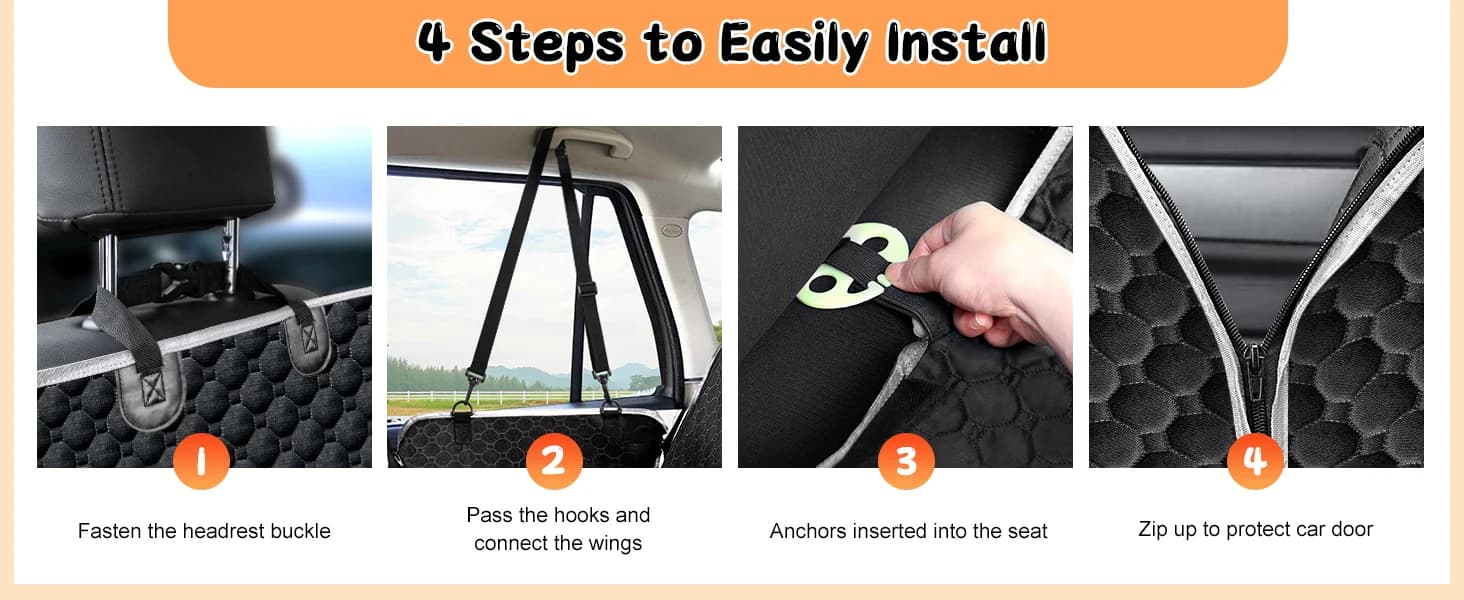 Dog Car Seat Cover for Back Seat — Waterproof Dog Hammock for Car — product details