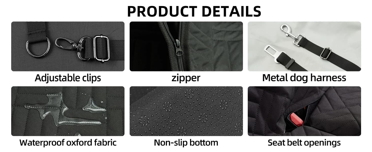 Hard Bottom Dog Car Seat Cover for Back Seat — product details