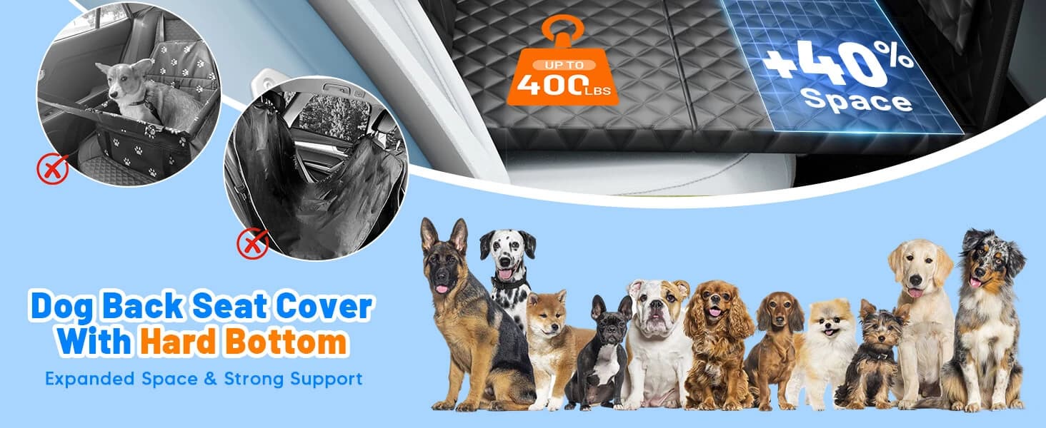 Dog Car Seat Cover for Back Seat — Hard Bottom Hammock Hold 400lbs For Cars — product details