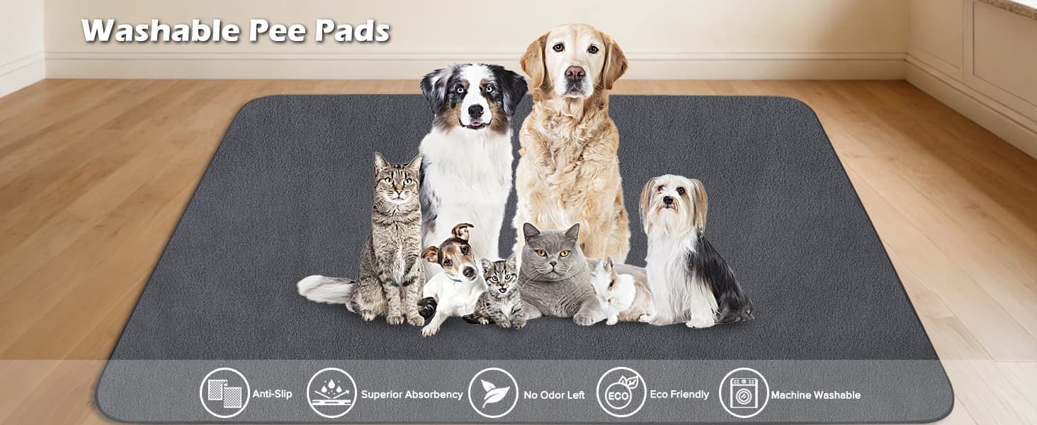 Washable Pee Pads for Dogs 72"x72" Reusable Dog Pads Extra Large Upgrade Non-Slip Dog Pee Pads Heavy Absorbency — product details