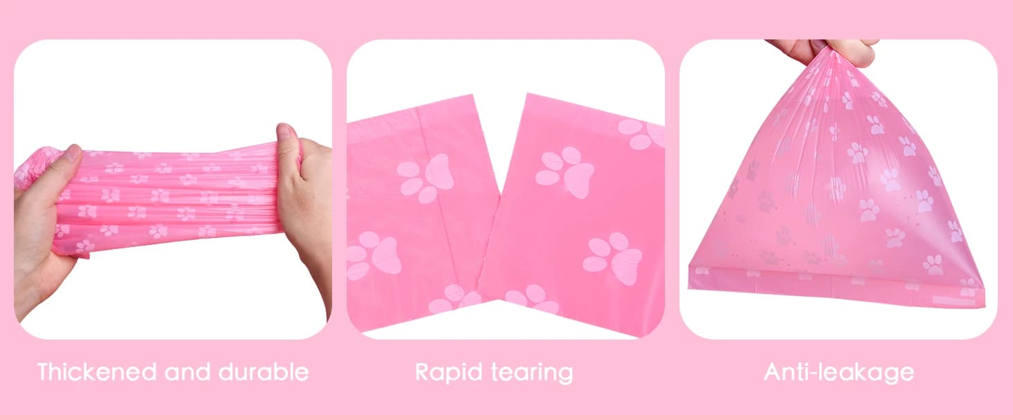 Poop Bags Rolls 256 Count - 9x13 Inches Pink Thickened Leakproof Lavender scent Poo Bags for Dogs — Pet Waste — product details