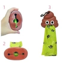 Dog Poop Bag Dispenser for Dog Leash — Poop Shape Sturdy Holder — More Details of this Adorable Poop Bag Holder Dog Poop Bag Dispenser