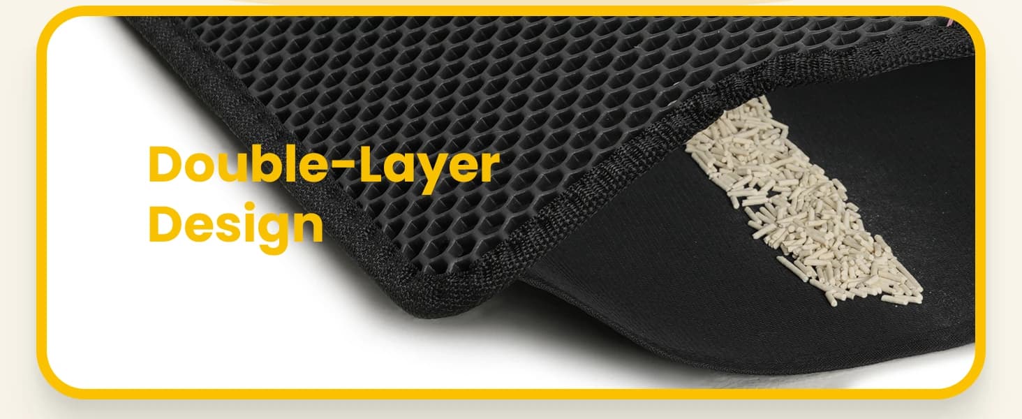 Cat Litter Mat Compact Size 23.6"x14.6" for Small Spaces — Upgrade Waterproof Leakproof Back Layer — product details