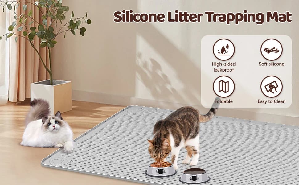 Silicone Cat Litter Mat for Litter Box 40”x28” Large Cat Mat — product details