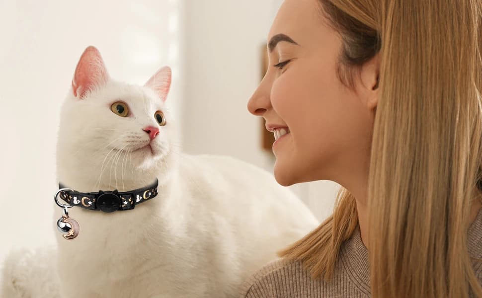 2PCS Breakaway Cat Collars with Bell Moons Stars Cute Kitty Adjustable Safe Kitten Collars with Pendant Glow in — product details