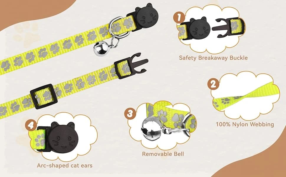 16 PCS Breakaway Cat Collars with Bells Reflective Cat Collar Safety Nylon Kitten Collars Cat Collars for Girl — product details