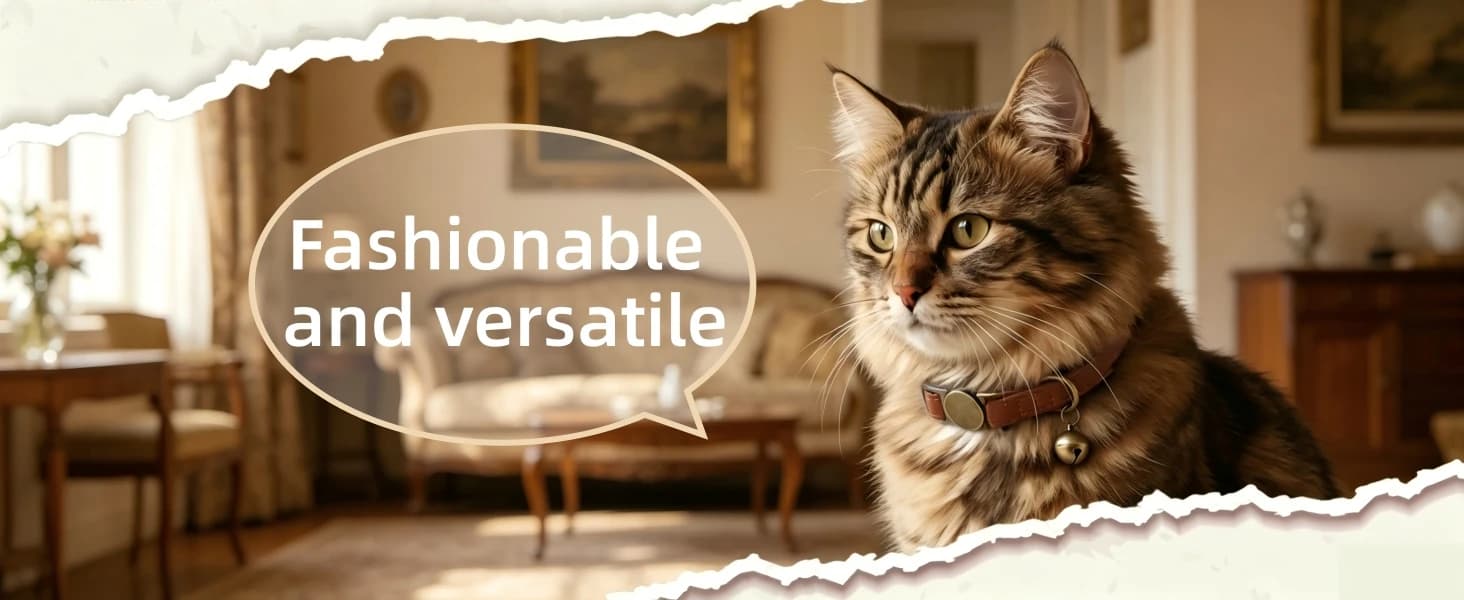 Leather Cat Collar with Bell Breakaway- Adjustable — product details