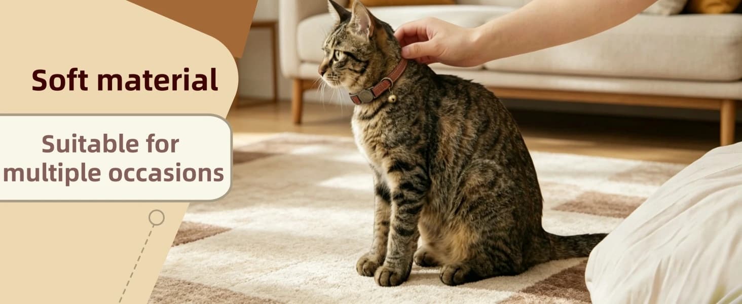 Leather Cat Collar with Bell Breakaway- Adjustable — product details