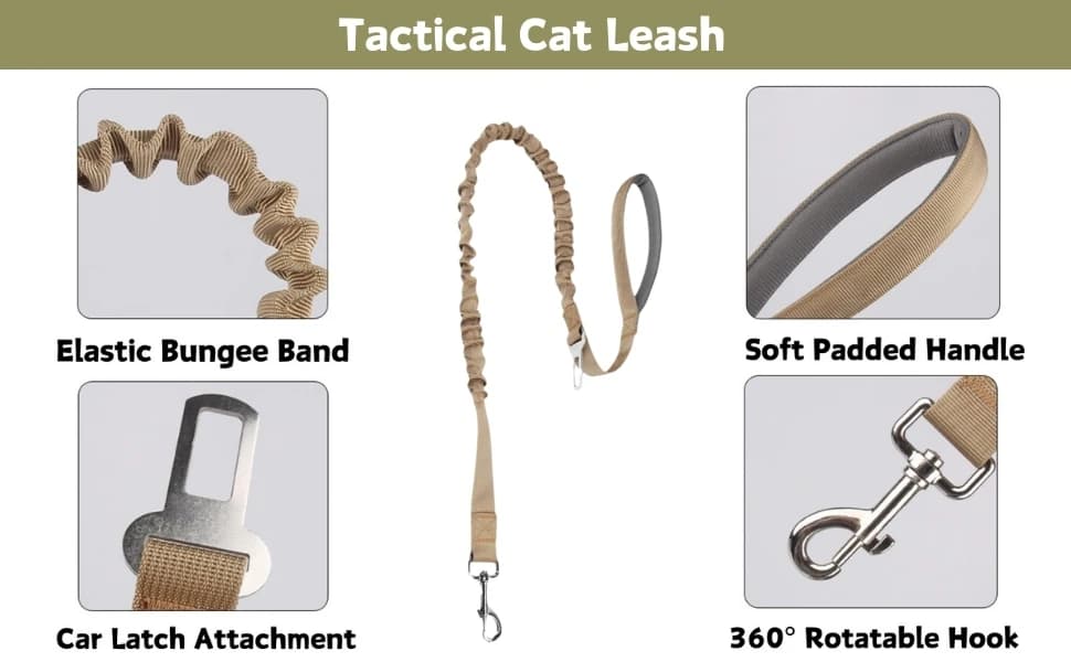 Tactical Cat Harness and Leash Set for Walking Escape Proof Adjustable Large Cat Vest Harness with Patches Soft — product details
