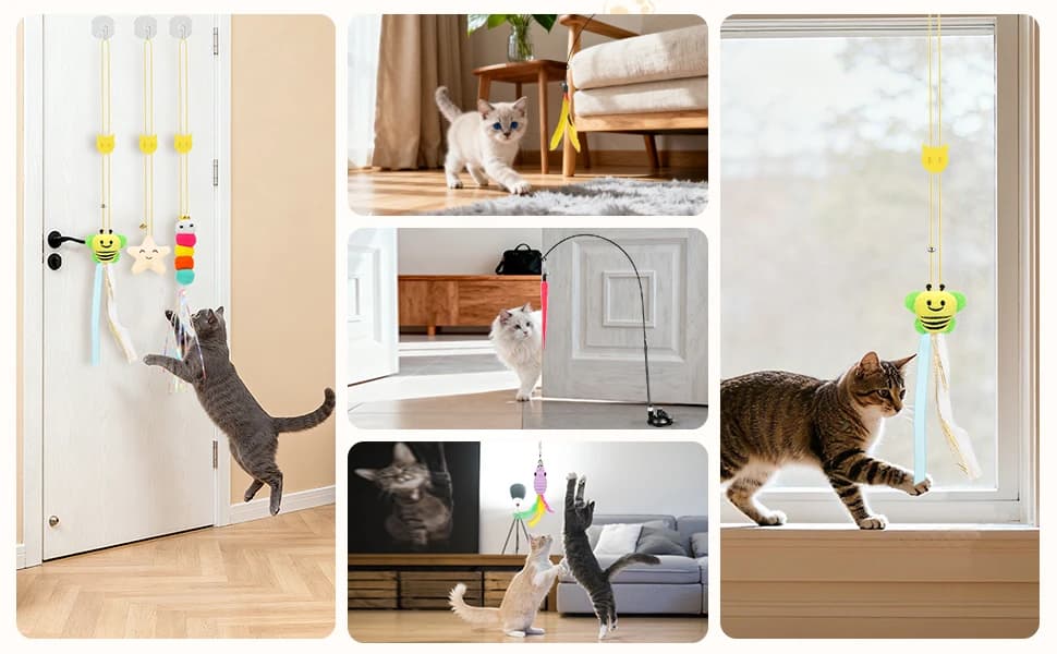 Interactive Cat Toys — 15PCS Cat Wand and Feather Toys for Indoor Cats — product details