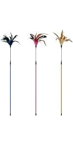 3 Pack 22.8" Extra Long Cat Feather Wand Toys — product details