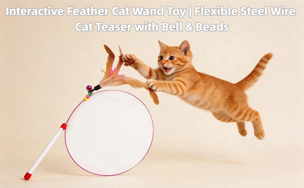Cat Feather Wand Toy - Steel Wire Feather Interactive Cat Stick Training - Beads Bells Kitten Wand Toys Pet â product details