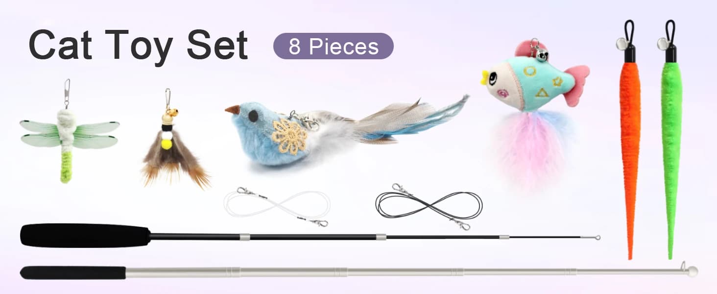 Interactive Cat Toys for Indoor Cats Chase and Exercise — 2PCS Retractable Cat Wand Toy — product details