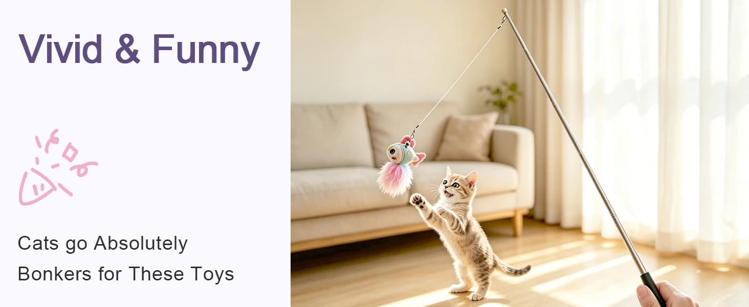 Interactive Cat Toys for Indoor Cats Chase and Exercise — 2PCS Retractable Cat Wand Toy — product details