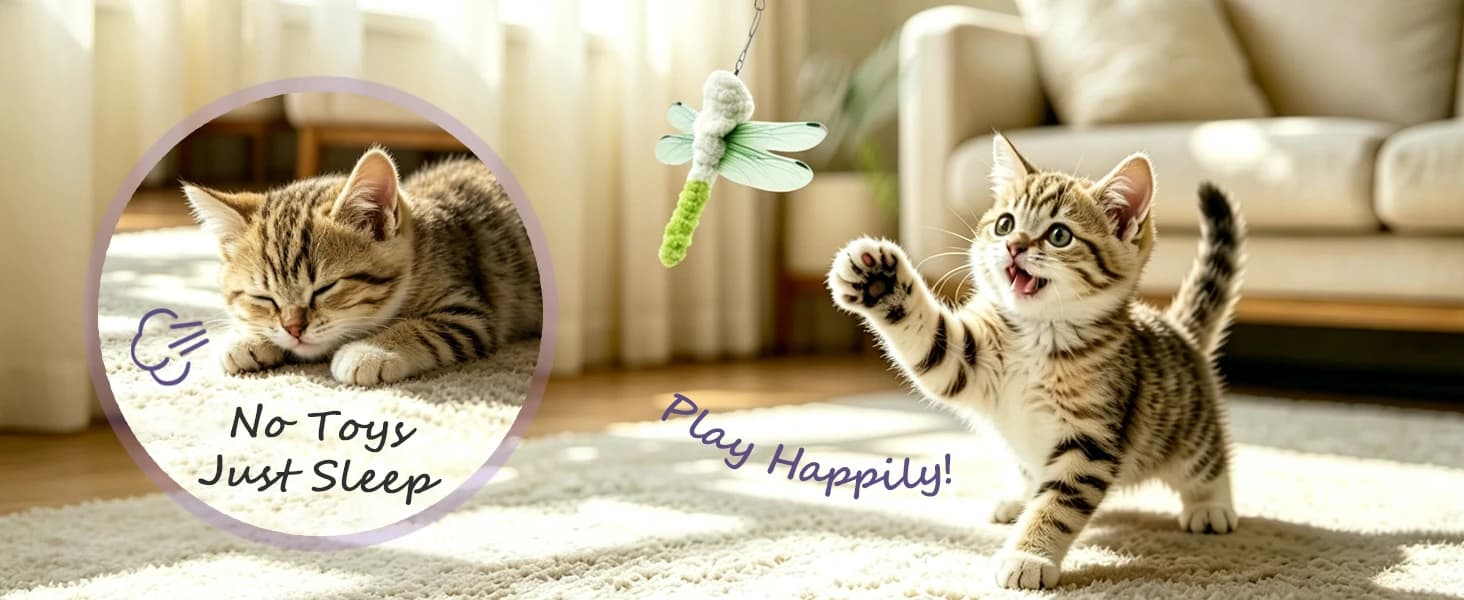 Interactive Cat Toys for Indoor Cats Chase and Exercise — 2PCS Retractable Cat Wand Toy — product details