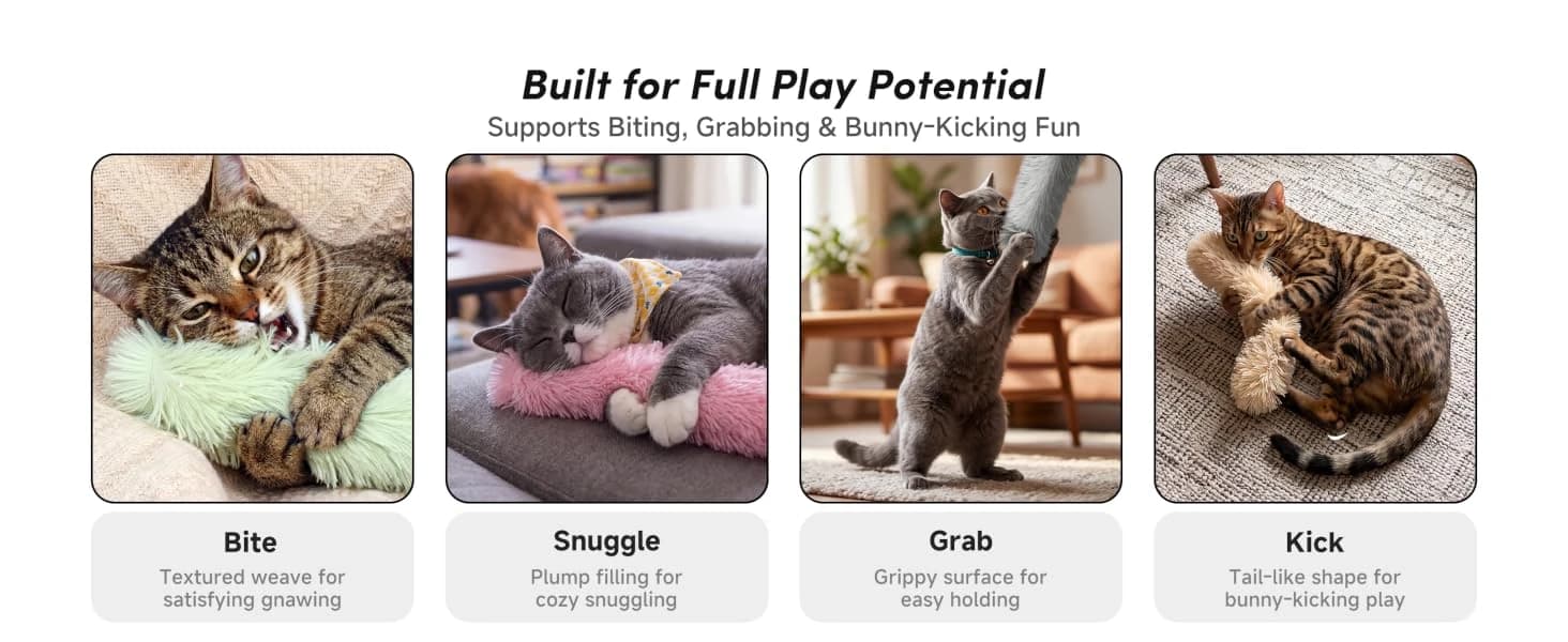 Catnip Cat Toys 4 Pack — Soft Cat Pillow Kicker Toys with Crinkle Sound — product details