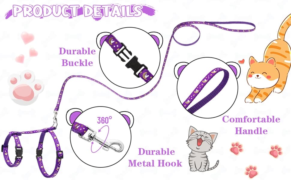2 Pack Cat Harness and Leash with Collar Set — product details