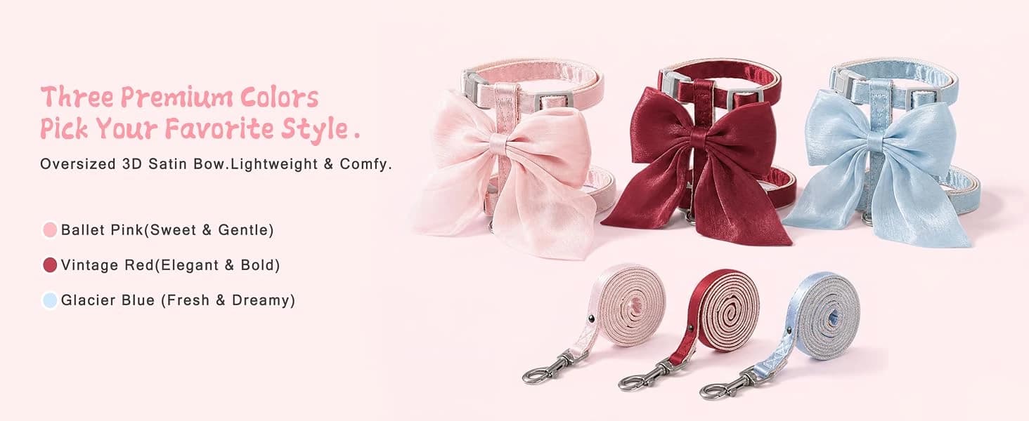 Pink Bow Cat Harness and Leash Set — Escape Proof — product details