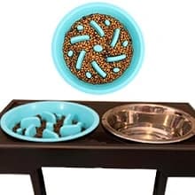 Dog Slow Feeder - Reduce Slip Puzzle Bowl for Raised Pet Feeders - Interactive Bloat Stop Elevated Diners — SLOW EATING BOWLS COMPATIBLE WITH