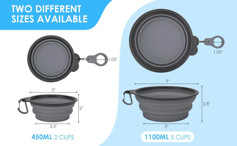 2 Pack Collapsible Dog Bowls with Bottle Carrier — product details