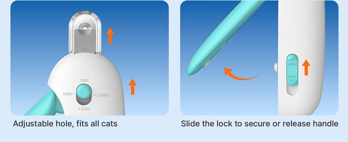 Cat Nail Clipper — Adjustable Trimming Hole with Hidden Nail File — product details