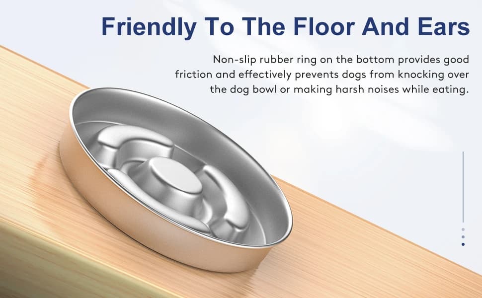 Slow Feeder Dog Bowl Stainless Steel — Metal Non-Slip Dog Food Bowls — product details