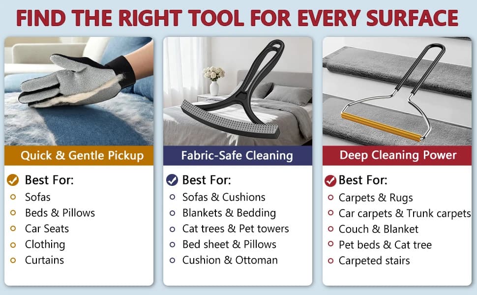 3PCS Lint Brush and Carpet Scraper & Pet Hair Remover for Furniture — product details