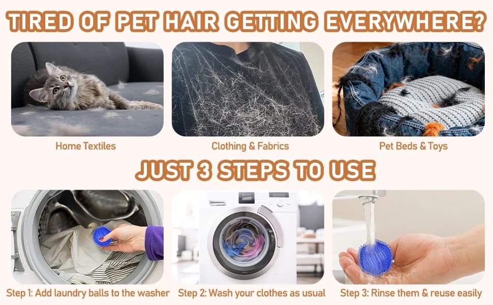 Pet Hair Remover for Laundry — Reusable Hair Catcher Balls for Pet Homes — product details