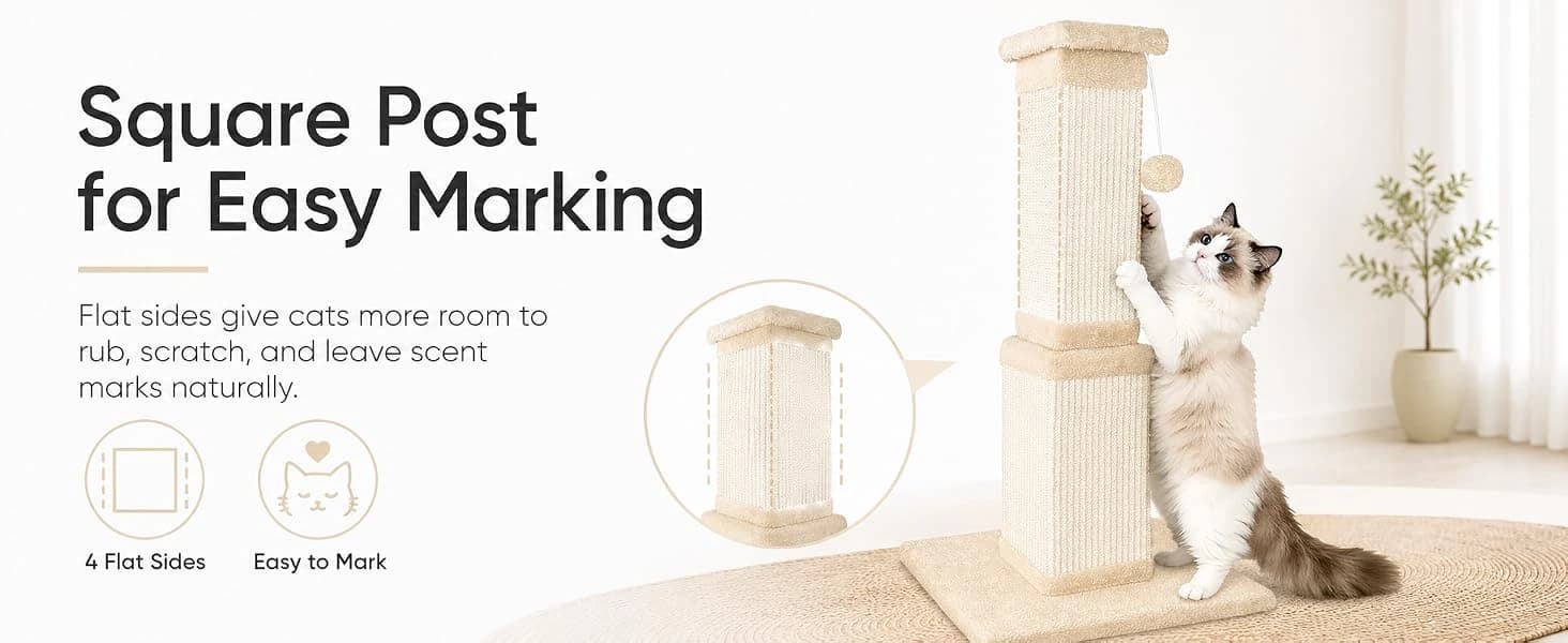Cat Scratching Post for Indoor Cats — 32Inch Sisal Cat Scratcher — product details