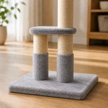 Tall Cat Scratching Post, Double Lower Posts Extra Stable Cat Post Tree Scratcher with Sisal Rope and Teasing 4 — Comfortable Stretching Height