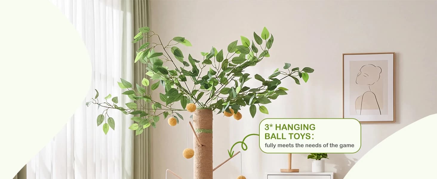 Tall Cat Scratching Post 51 Inch — Sisal Rope Cat Scratcher Tree — product details
