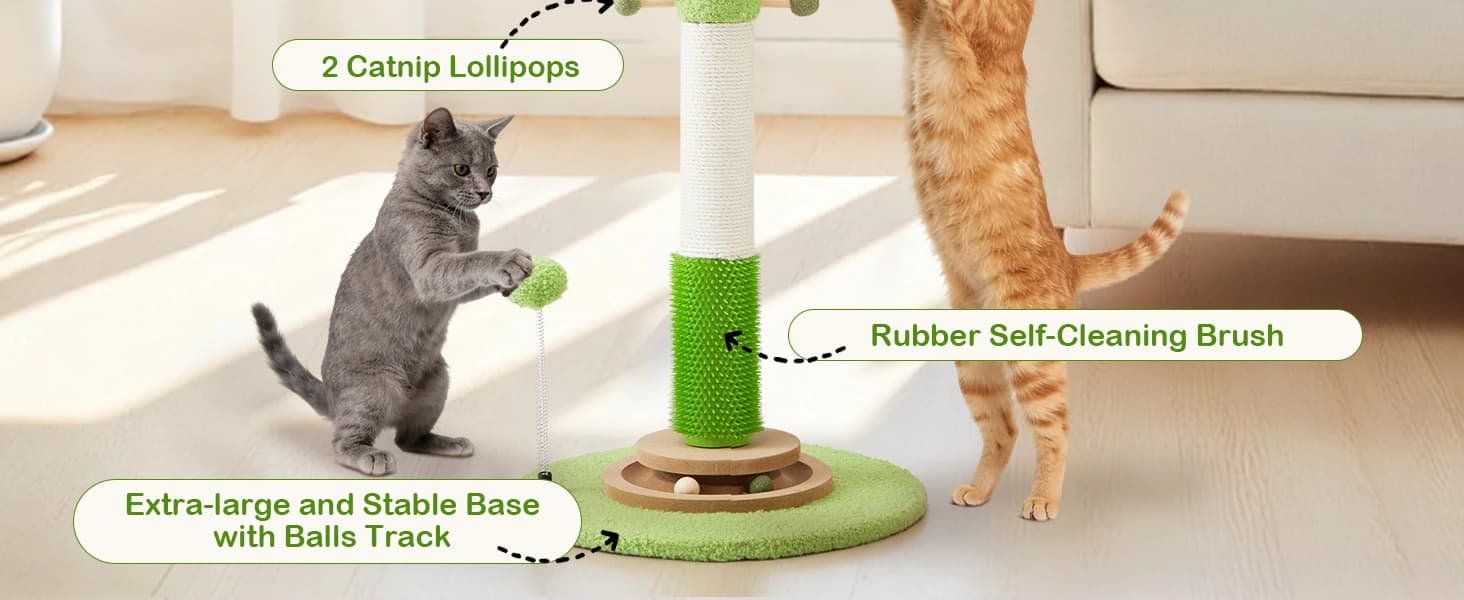 38" Tall Sisal Cat Scratching Post with Stable Base for Indoor Adult Cats — product details