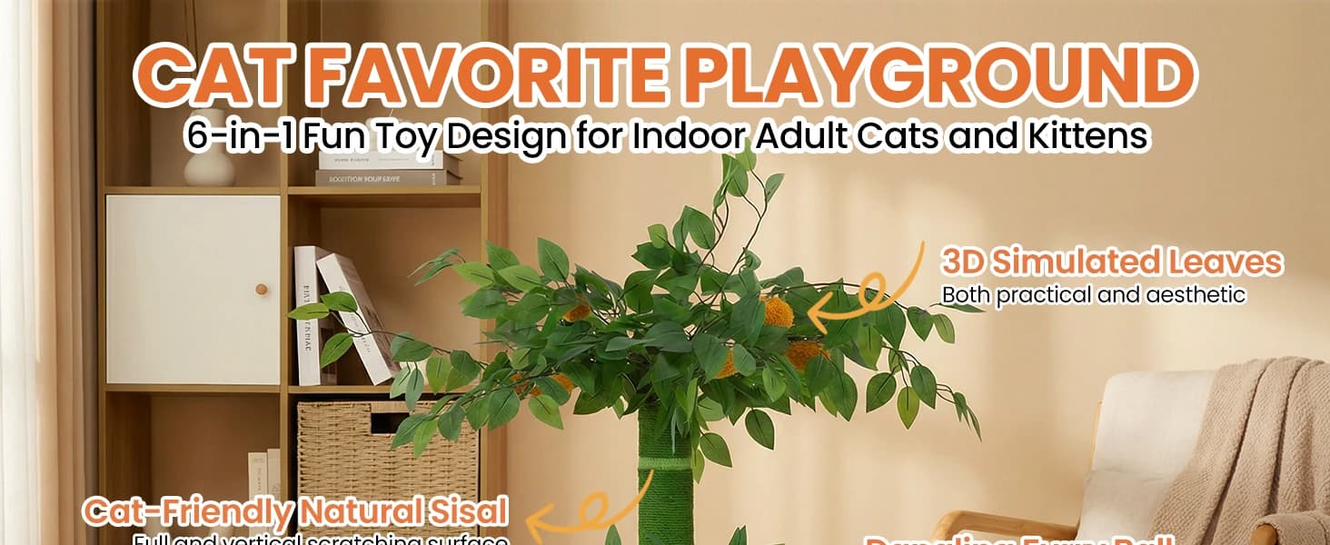 46" Extra Tall Cat Scratching Post for Large Cats — Sisal Rope — product details