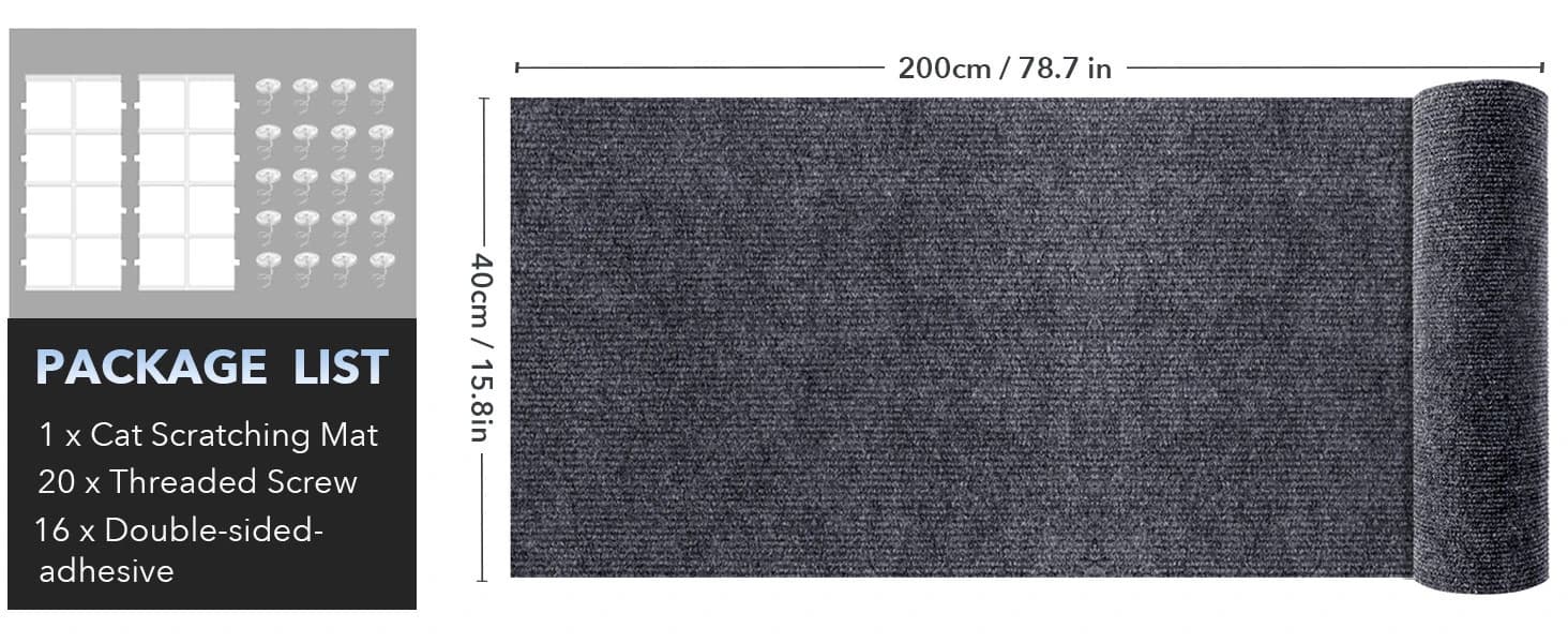 78.7"x15.8" Self-Adhesive Cat Scratch Mat — Cat Scratch Furniture Protector — product details