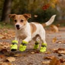 4 Pcs Dog Shoes, Soft Breathable Dog Boots with Adjustable Drawstring Non-Slip Sole Easy to Clean Dog Paw