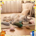 Cat Toys Bulk Plush Mice Set Fish for Indoor Kittens and Puppies