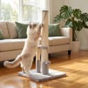 Tall Cat Scratching Post, Double Lower Posts Extra Stable Cat Post Tree Scratcher with Sisal Rope and Teasing 4