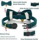 2 Pack Soft Corduroy Cat Collars with Bow Tie and Bell Adjustable Breakaway Kitten Bowtie Collar for Girl Boy Cats