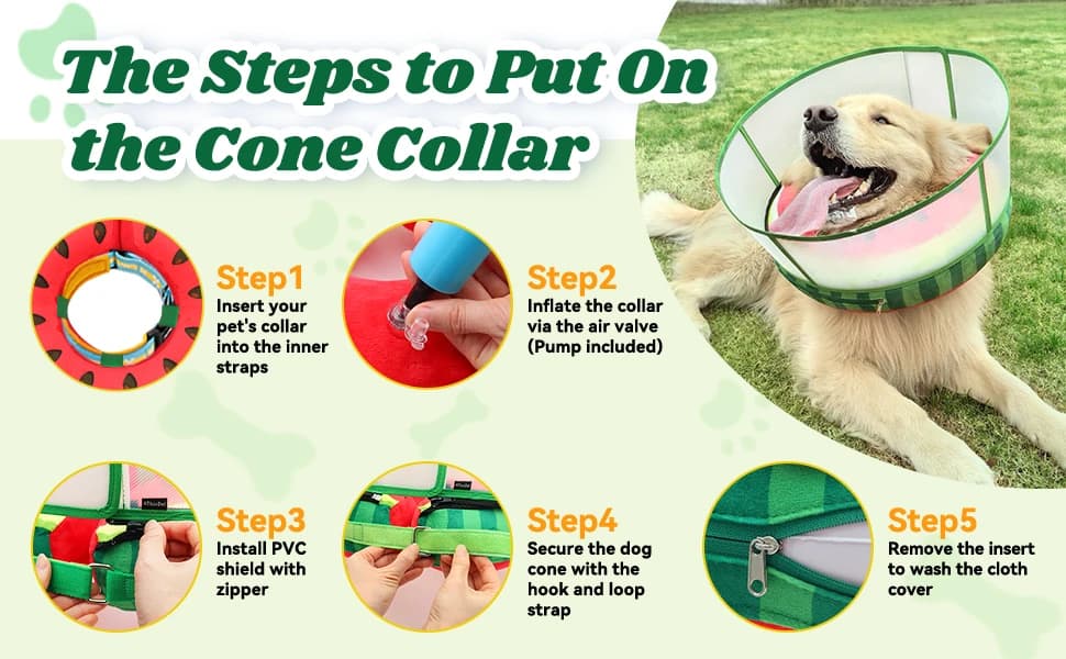 Upgraded Inflatable Dog Cone Collar to Stop Licking — Soft Dog Donut Collar — Ensure Proper Inflation