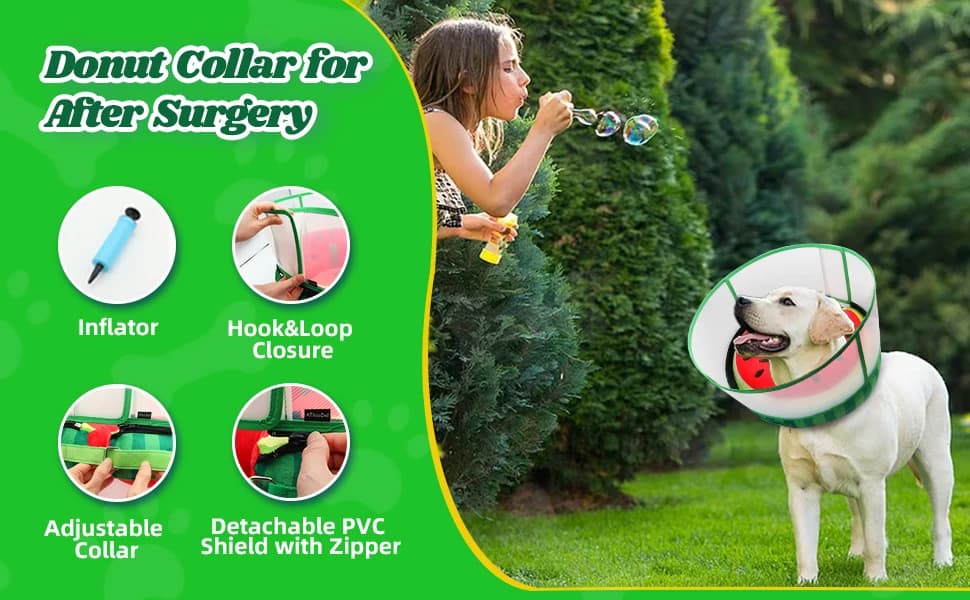 Upgraded Inflatable Dog Cone Collar to Stop Licking — Soft Dog Donut Collar — Warm Tips