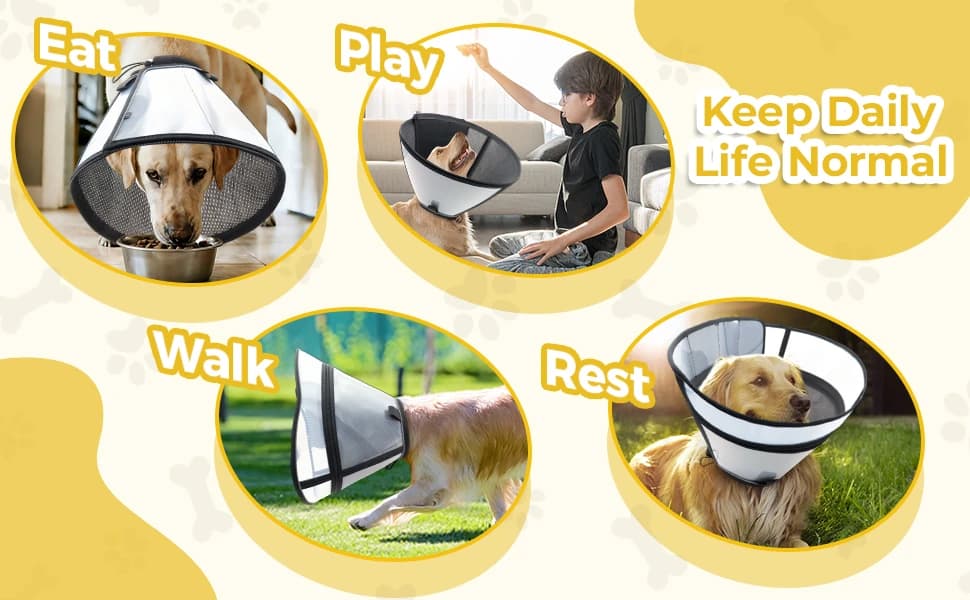 Soft Transparent Dog Cone Collar — Depth Adjustable Recovery Cone — product details