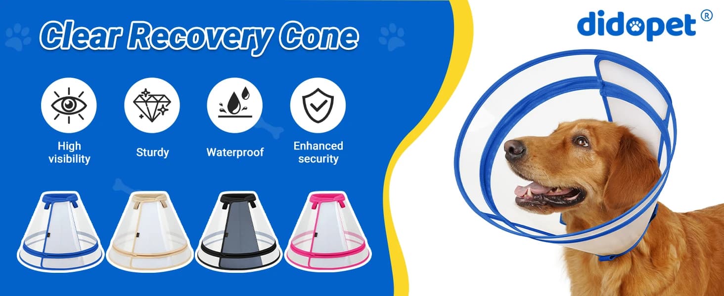 Dog Cone to Stop Licking — Clear Recovery Collar with Detachable Zipper — product details