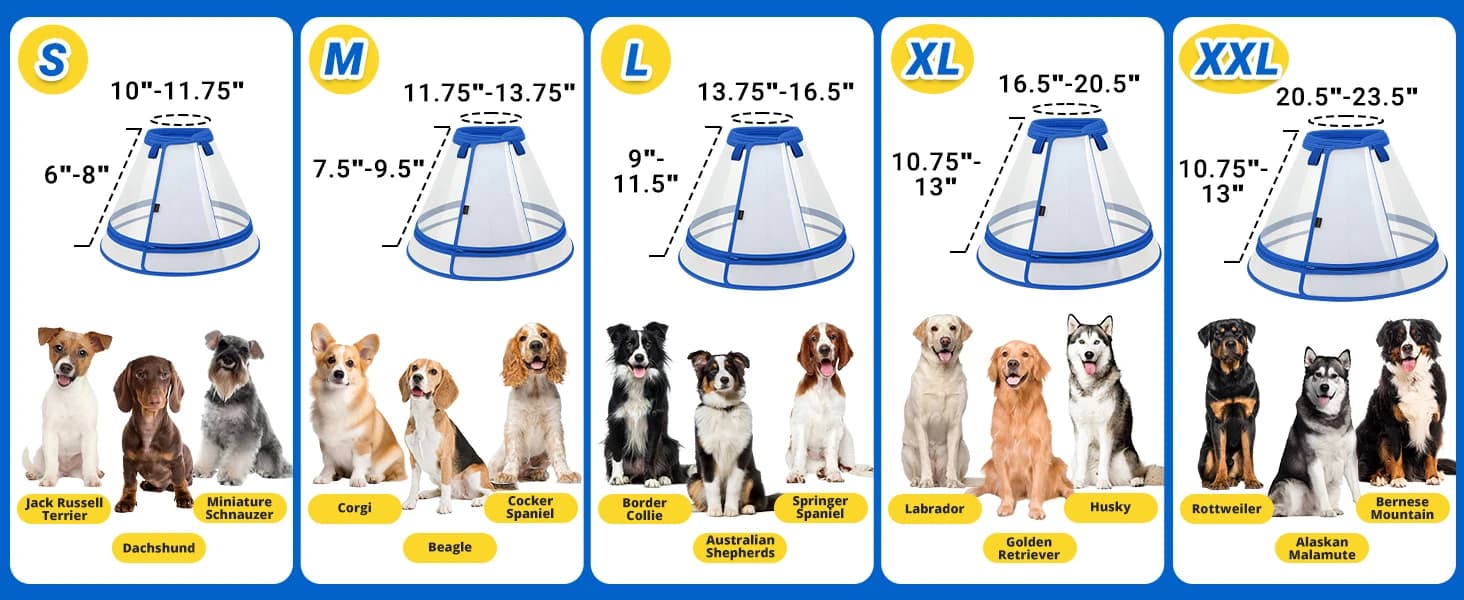 Dog Cone to Stop Licking — Clear Recovery Collar with Detachable Zipper — product details