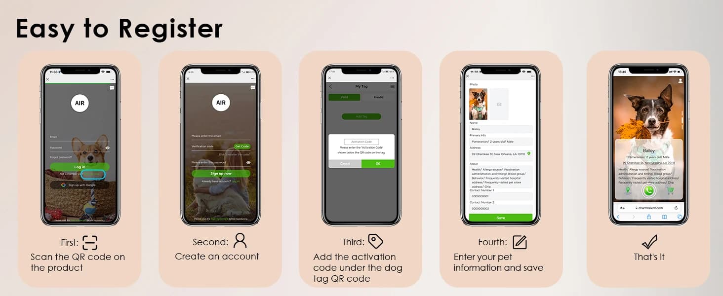 ADVENTUREMORE Pet ID Tag-2pcs QR Code Tag & Smart ID Tag Small Personalized Name Plate with Online Profile — product details