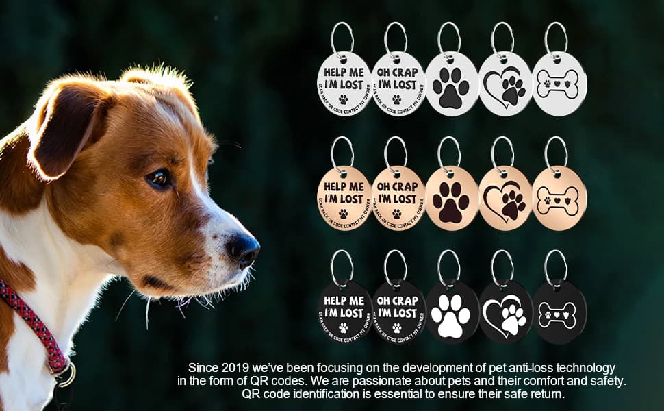 Stainless Steel QR Code Pet ID | Dog and Cat Collar Tag | Personalized Online Profile | Scanned Location Alert — product details