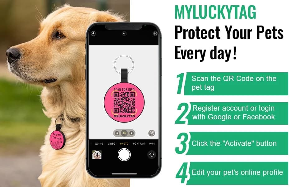 Quiet Engraved Silicone QR Code Pet ID | Personalized Dog and Cat Collar Tag | Online Profile | Location Alert — Easy to use — it only takes a few minutes to get the tags working.