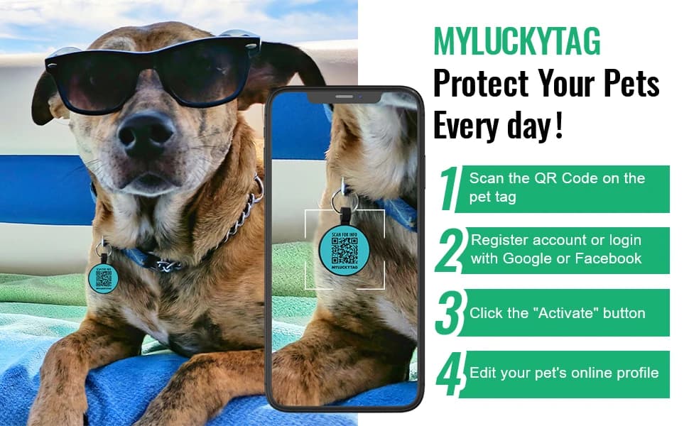 Silent Silicone QR Code Pet ID | Personalized Dog and Cat Collar Tag | Online Profile with Scanned Location — product details