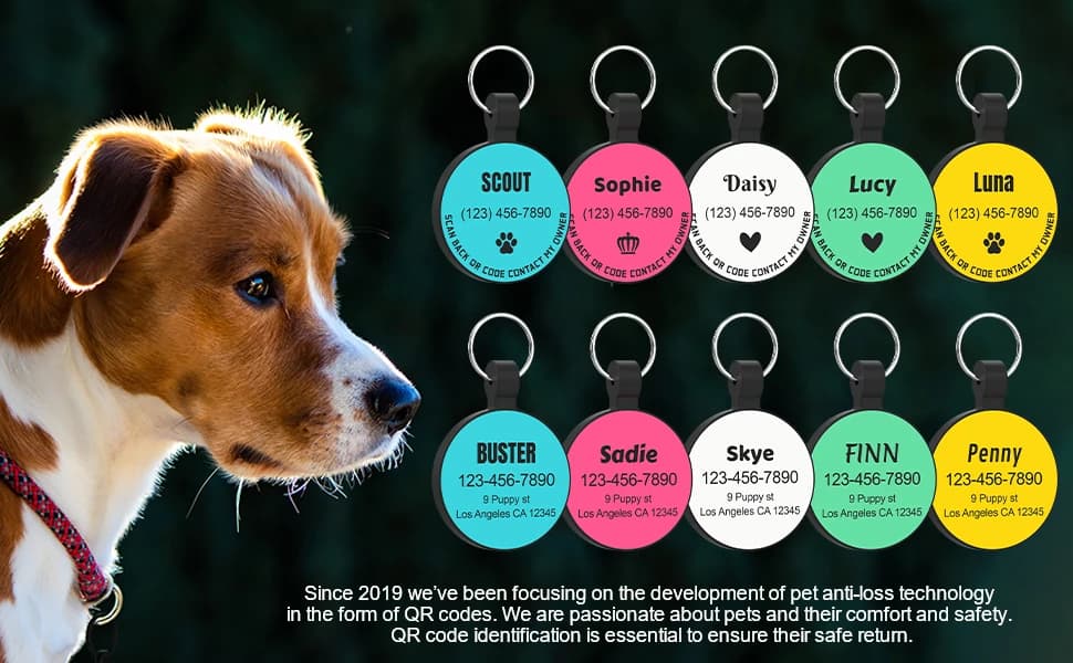 Silent Silicone QR Code Pet ID | Personalized Dog and Cat Collar Tag | Online Profile with Scanned Location — product details